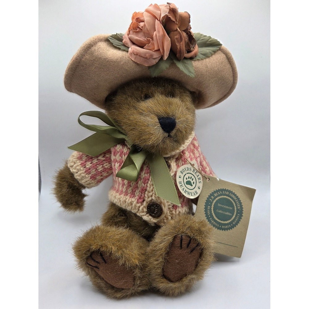 Boyds Bears Bearwear Collectible Teddy Bear with Floral Hat and Sweater